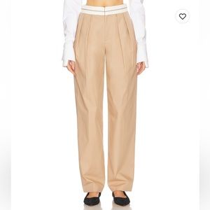 L'Academie Tan Pleated Trousers